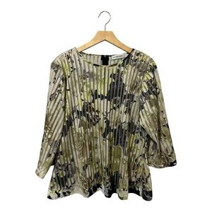 M. Miranda Blouse Sparkle Women's Plus Sz 2 Back Zipper Mesh 3/4 Sleeves Sheer